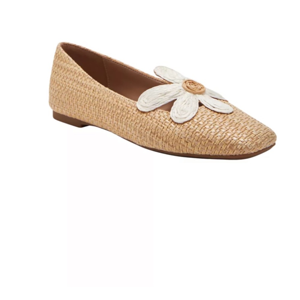 Katy Perry Collections Natural Woven Loafer with White Flower